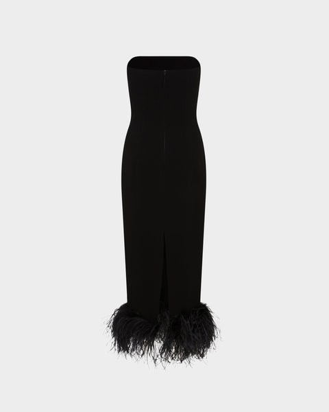 16 arlington black feather dress Minelli Midi in Crepe Select size:XL fix crystal appliqué decorates embroidered knit Plus Size Black Dresses: