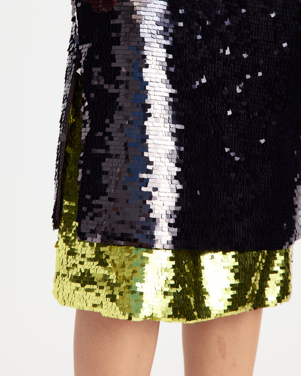 Nyla Midi Skirt in Square Sequin