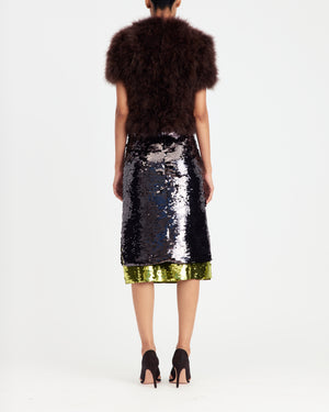 Nyla Midi Skirt in Square Sequin