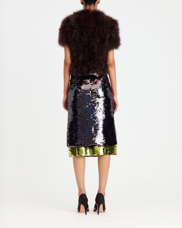 Nyla Midi Skirt in Square Sequin