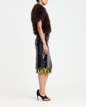 Nyla Midi Skirt in Square Sequin