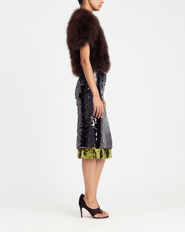 Nyla Midi Skirt in Square Sequin