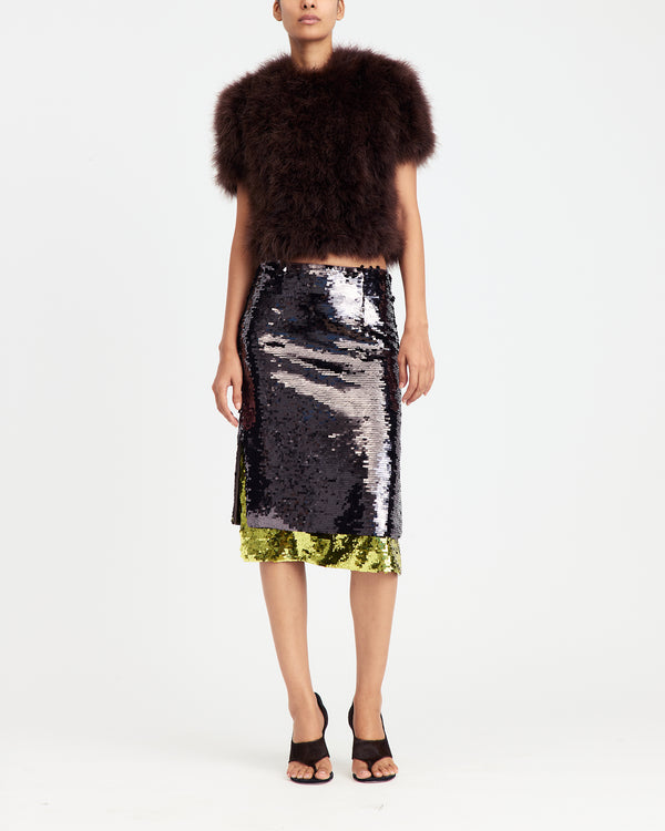 Nyla Midi Skirt in Square Sequin