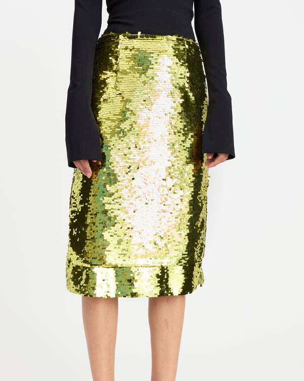 Nyla Midi Skirt in Square Sequin