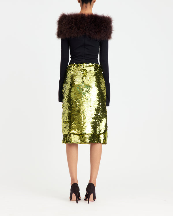 Nyla Midi Skirt in Square Sequin