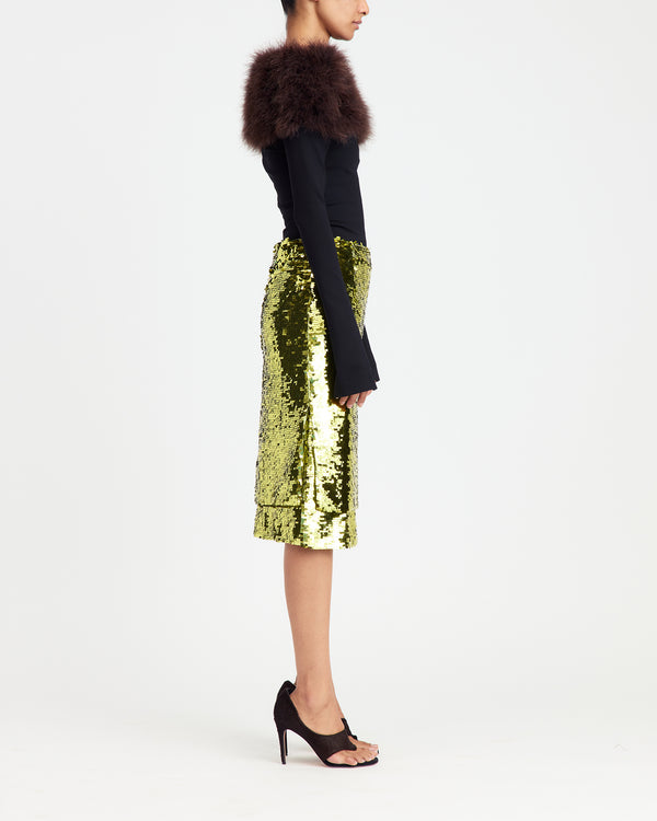 Nyla Midi Skirt in Square Sequin