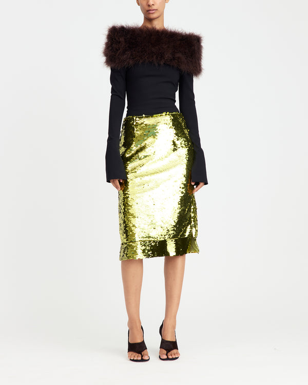 Nyla Midi Skirt in Square Sequin