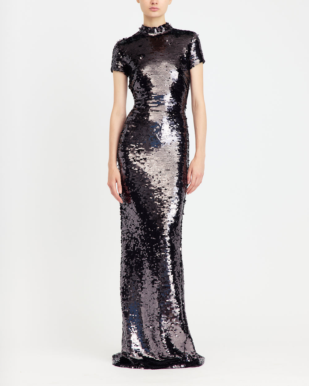 16Arlington Otis gown in dark chocolate square sequin