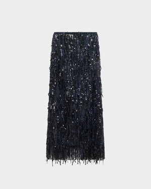 Dia Midi Skirt in Fringe Sequin