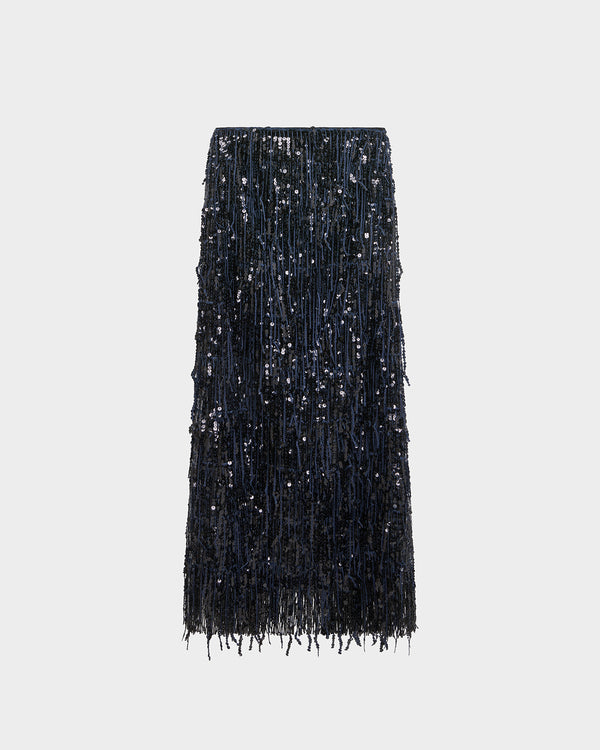 Dia Midi Skirt in Fringe Sequin