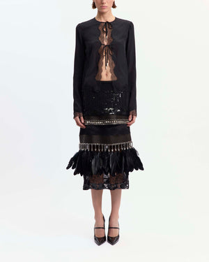 Hilda Midi Skirt in Embroidered Tulle