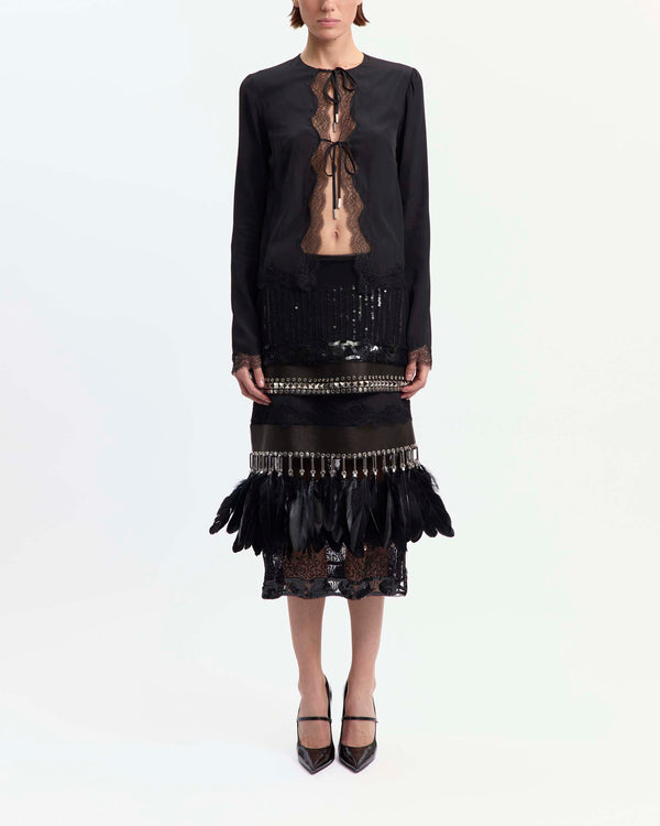 Hilda Midi Skirt in Embroidered Tulle
