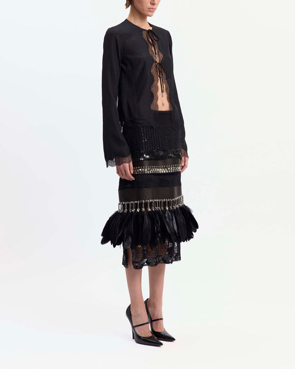 Hilda Midi Skirt in Embroidered Tulle