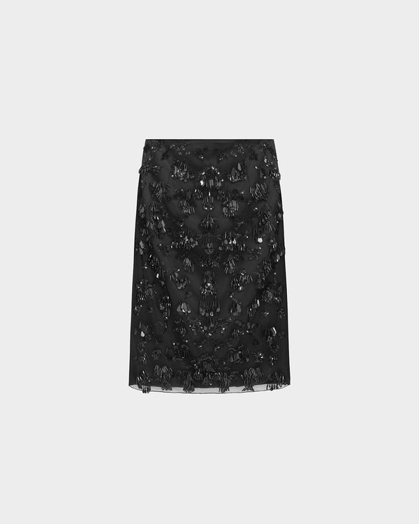 Fortuna Midi Skirt in Silk & Embroidery