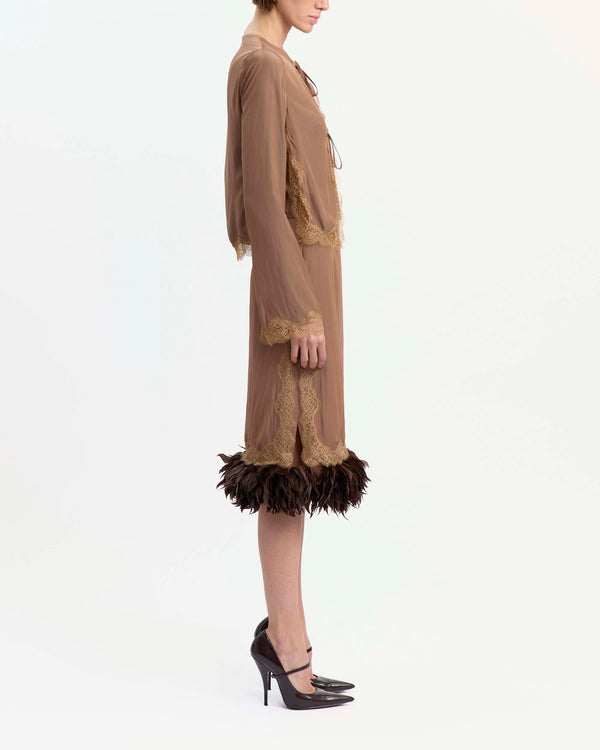 Velino Midi Skirt in Satin