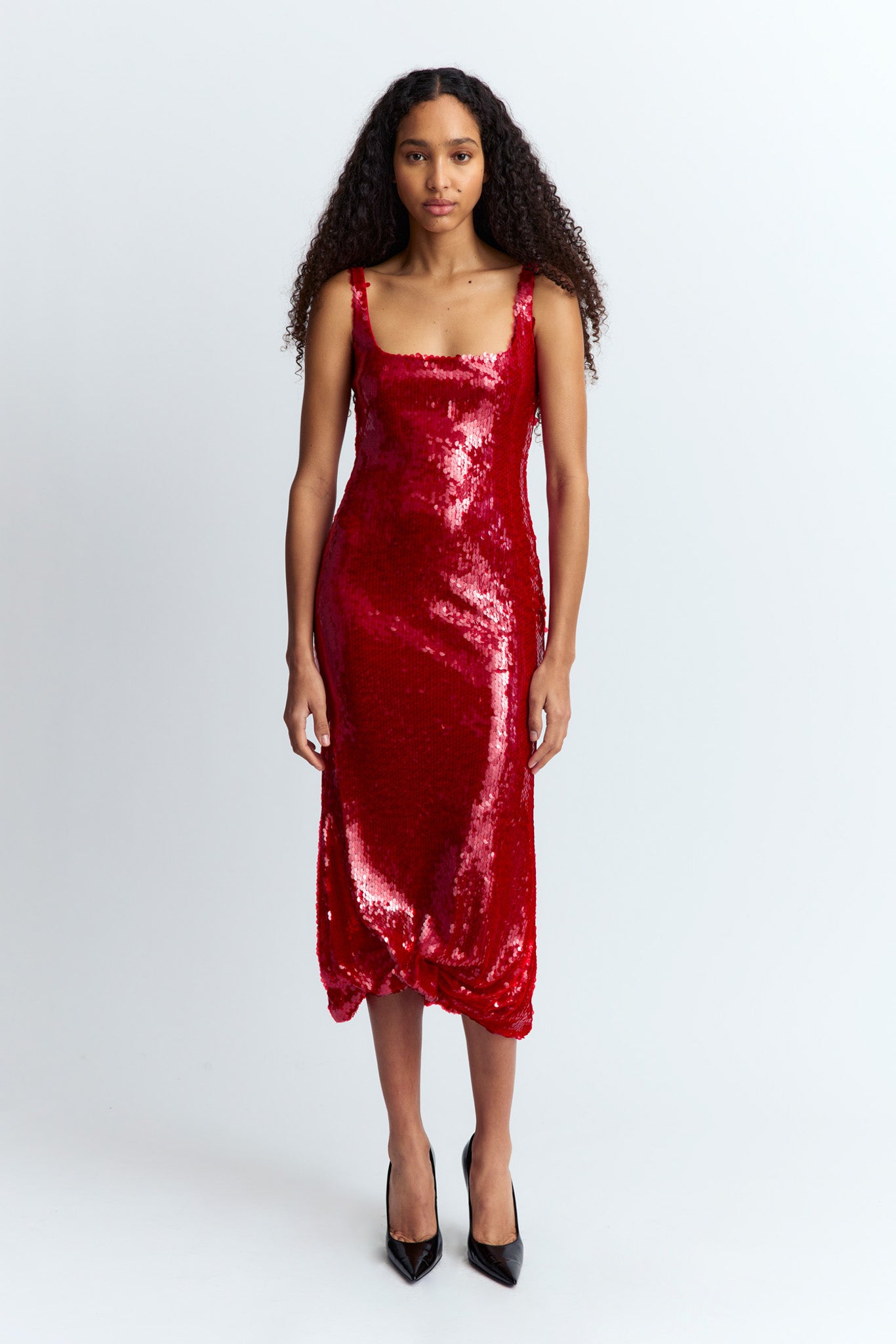 The Sidd Dress In Sequin Features A Gathered Detailing At The Hem And the-sidd-dress-in-sequin-features-a-gathered-detailing-at-the-hem-and
