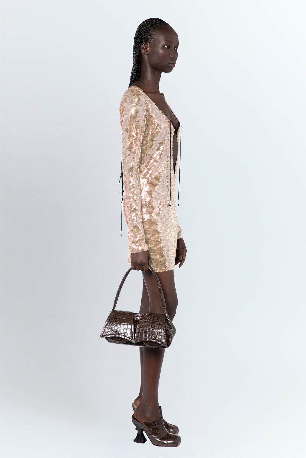 Solarium Mini Dress In Smoke Sequin