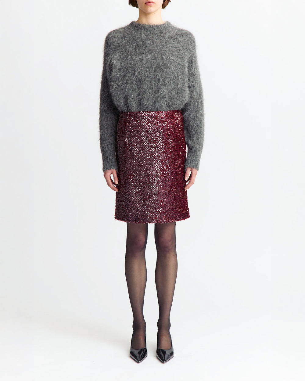 Delta Midi Skirt in Textured Sequin