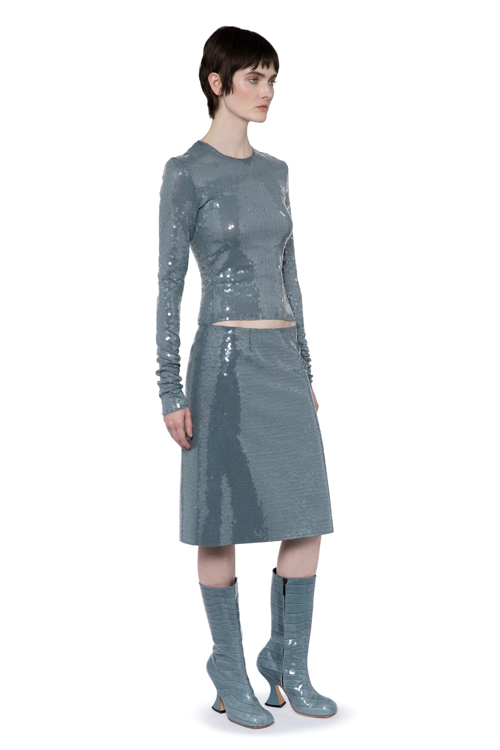 Wile Midi Skirt In Dolphin Sequin
