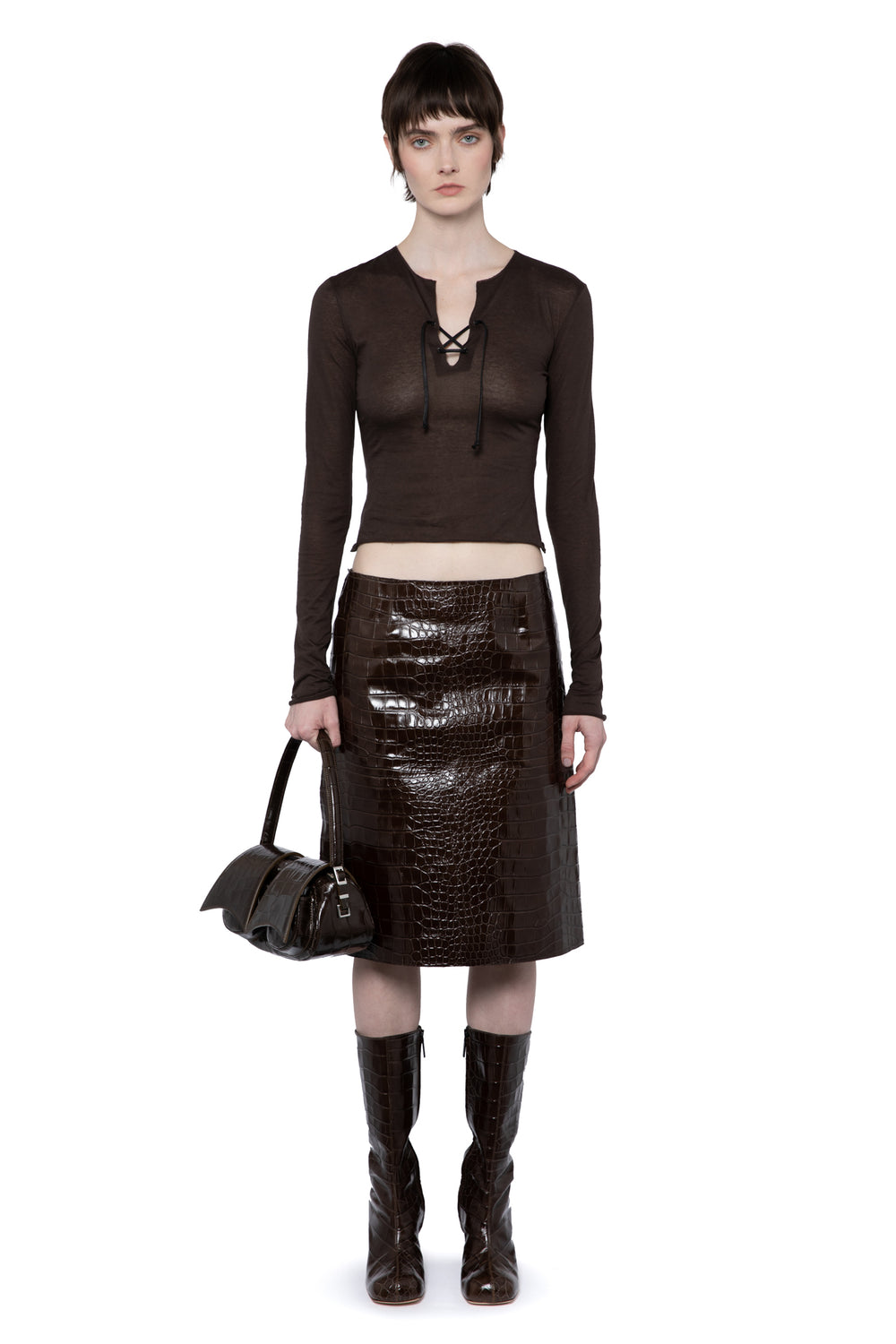 Serpina Top In Brown Melange