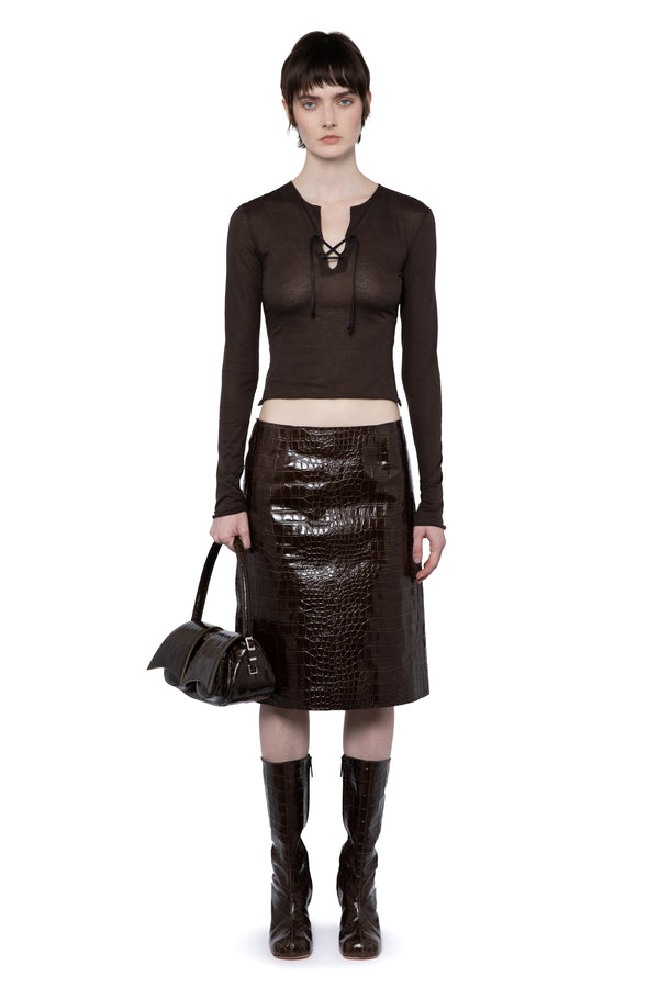 Serpina Top In Brown Melange