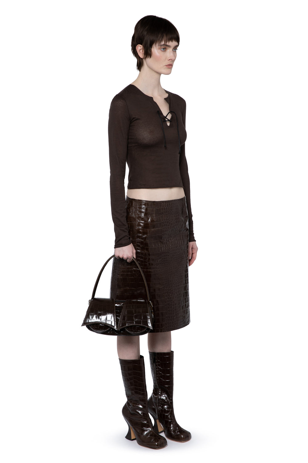 Serpina Top In Brown Melange