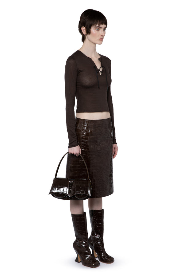 Serpina Top In Brown Melange