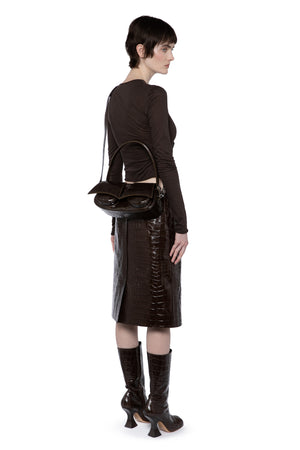 Wile Midi Skirt In Embossed Bitter Chocolate