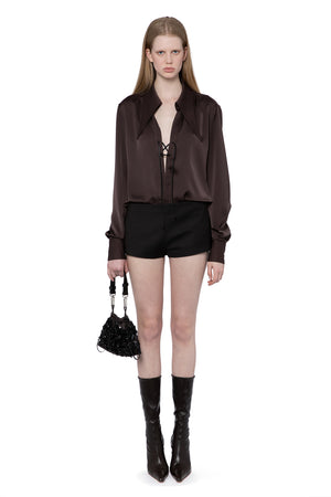 Ceriden Shorts In Wool Tailoring Bitter Chocolate