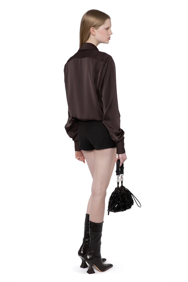 Ceriden Shorts In Wool Tailoring Bitter Chocolate