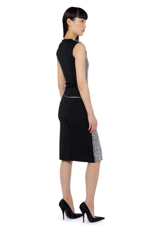 Delta Midi Skirt In Black And Glass Embellishment