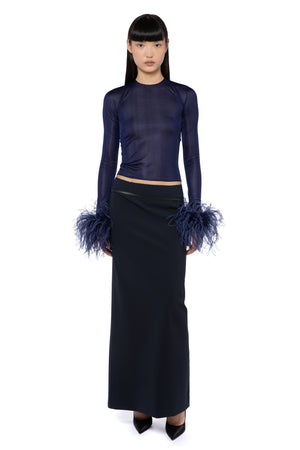 Delta Maxi Skirt In Ink With Leather Belt