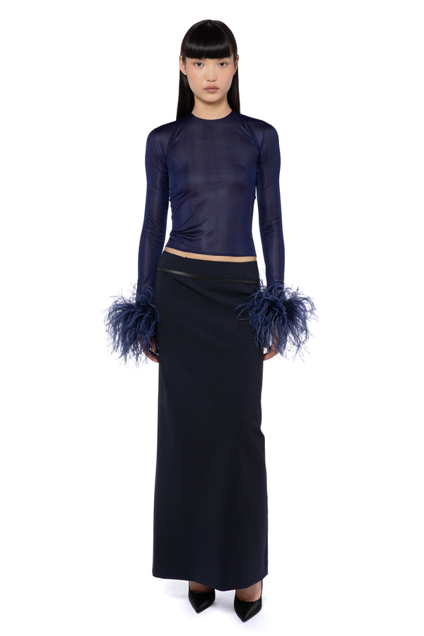 Delta Maxi Skirt In Ink With Leather Belt