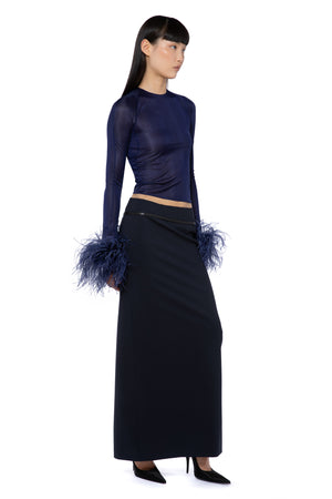 Delta Maxi Skirt In Ink With Leather Belt