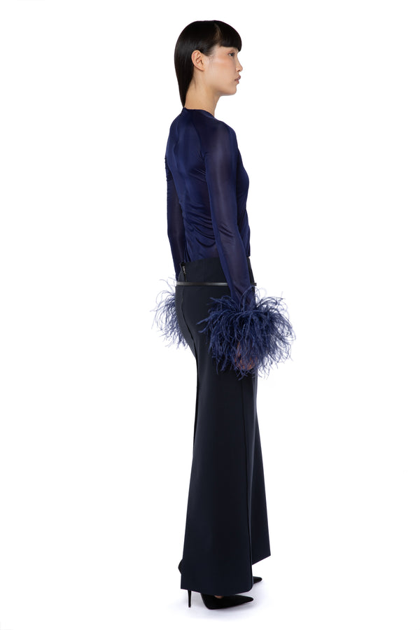 Delta Maxi Skirt In Ink With Leather Belt