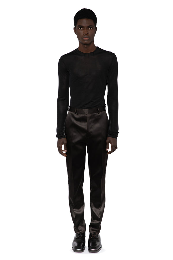 Lyta Trouser In Bitter Chocolate Satin