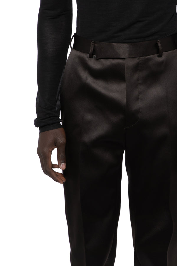 Lyta Trouser In Bitter Chocolate Satin
