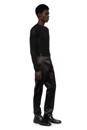 Lyta Trouser In Bitter Chocolate Satin