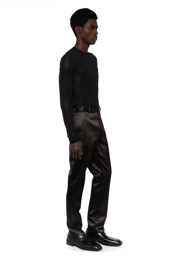 Lyta Trouser In Bitter Chocolate Satin