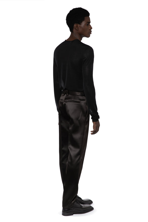 Lyta Trouser In Bitter Chocolate Satin