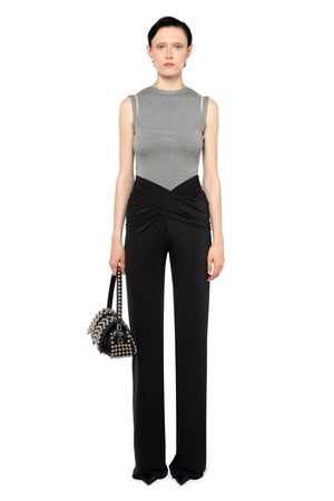 Boxte Trouser In Black Satin Jersey