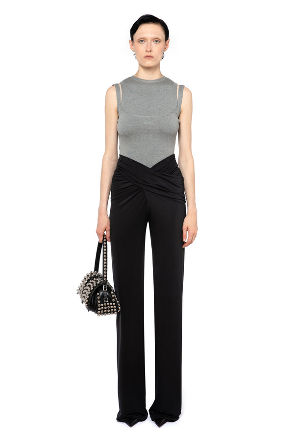 Boxte Trouser In Black Satin Jersey