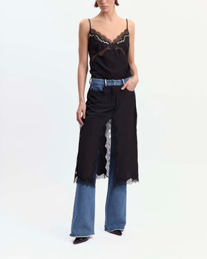 Kia Trouser in Denim & Satin