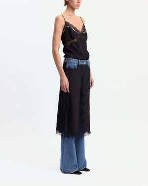 Kia Trouser in Denim & Satin