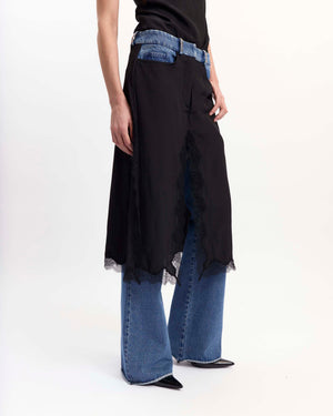 Kia Trouser in Denim & Satin