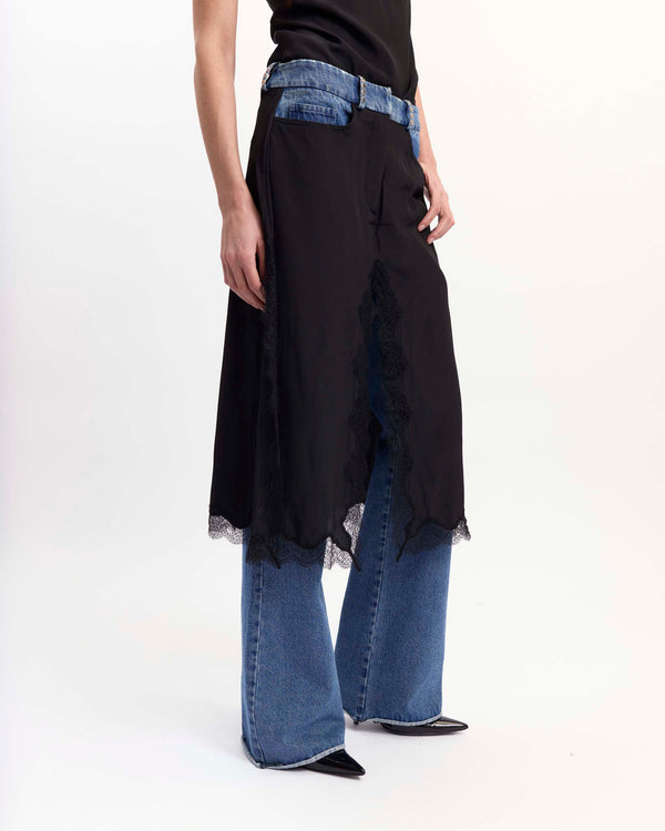 Kia Trouser in Denim & Satin