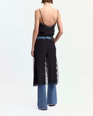 Kia Trouser in Denim & Satin