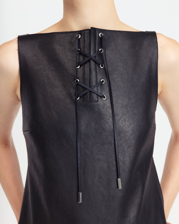 True Midi Dress in Leather