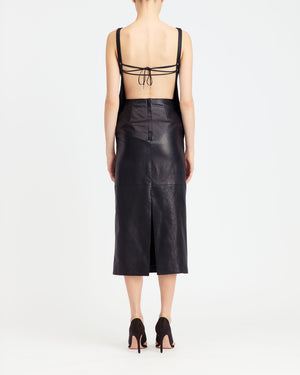 True Midi Dress in Leather
