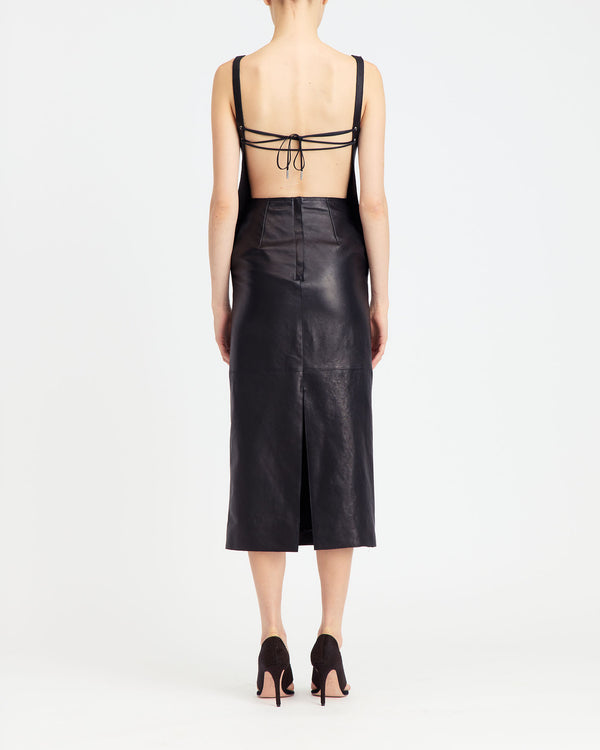 True Midi Dress in Leather